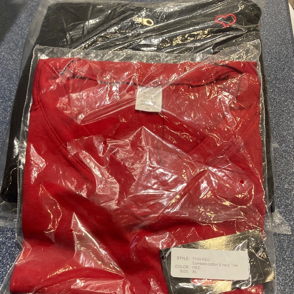 Reflex Sport Black Zip Hoodie, Drawstring Pants and Red Shirt set.